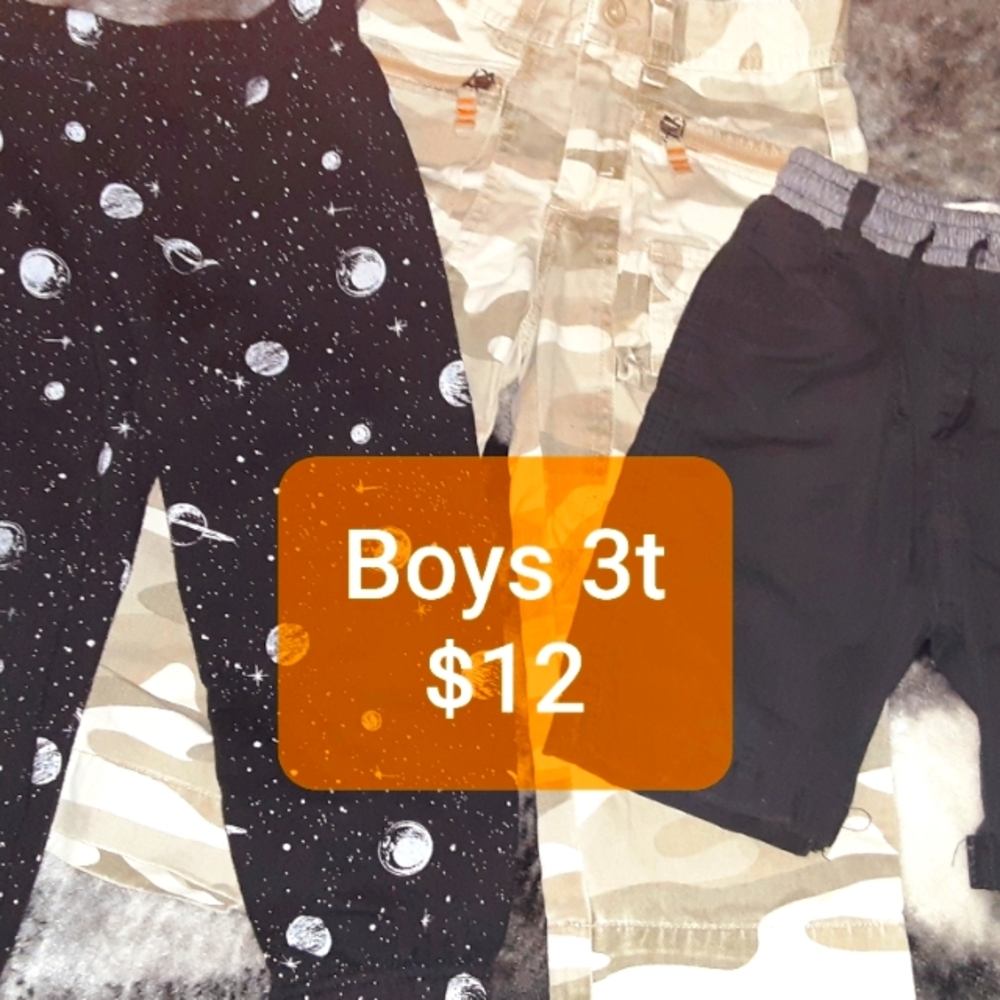 Boys 2 Pants, 1 Shorts size 3t